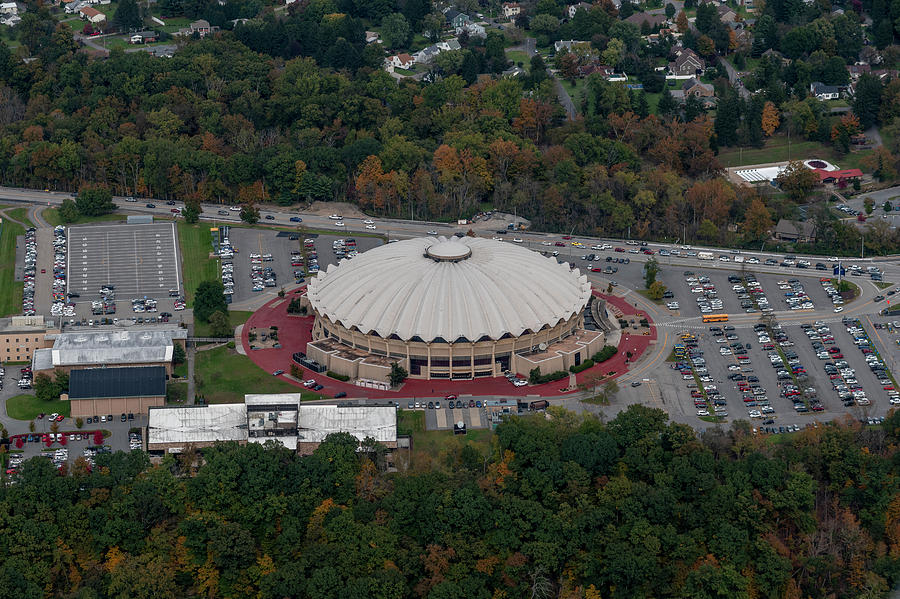 Aerial of WVU coliseum Photograph by Dan Friend