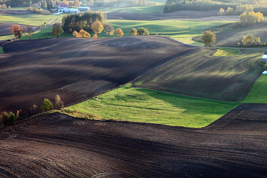 Aerial Photo Of Farmland. Autumn Photograph by Dariuszpa