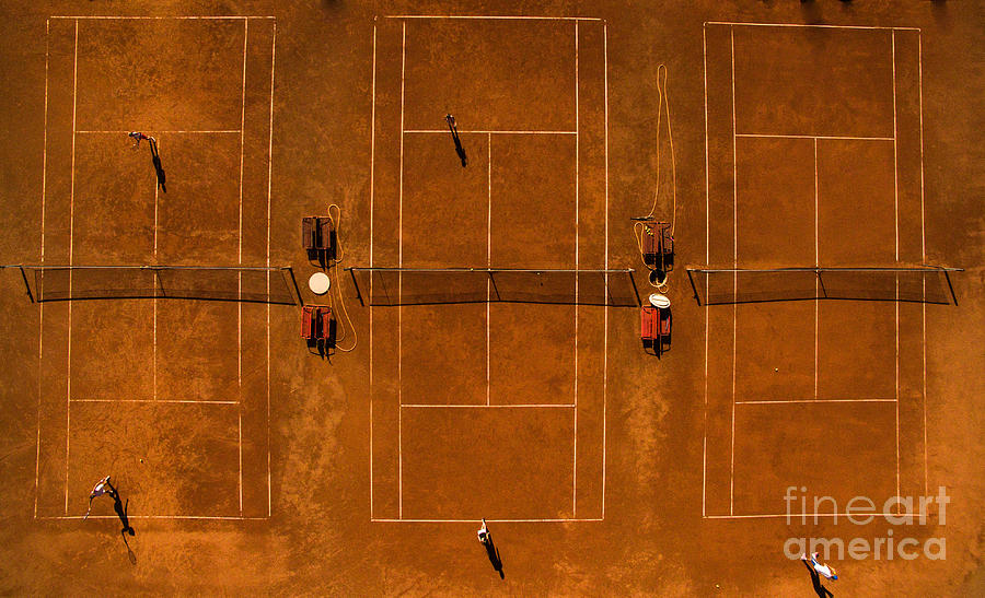 Game Photograph - Aerial Shot Of A Tennis Courts With by L I G H T P O E T Game Photograph - Aerial Shot Of A Tennis Courts With by L I G H T P O E T