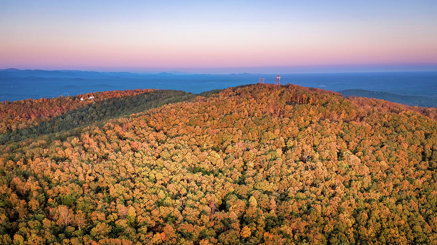 Aerial Sunset In Georgia Mountains At The City Of Jasper During The Fall Photograph
