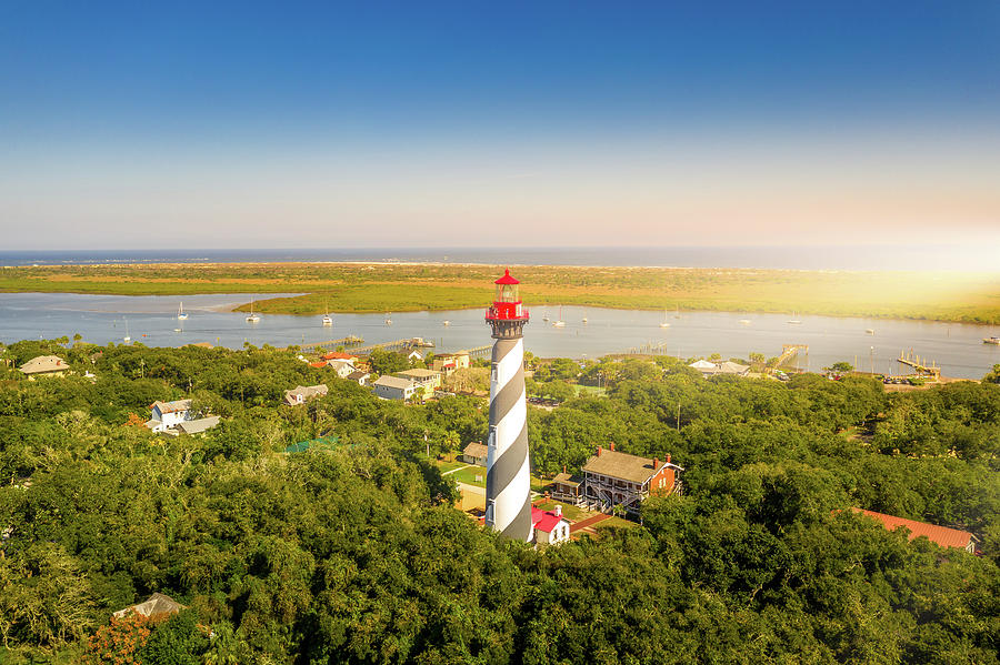 Aerial Sunset View Of Saint Augustine Lighthouse Photograph
