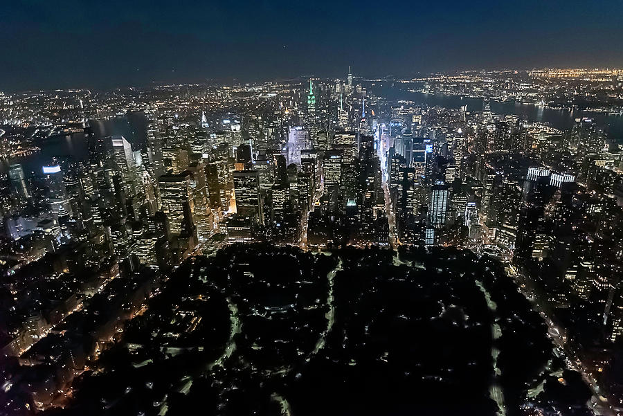 Aerial View From Helicopter Of Central Park, Empire State Building, New ...