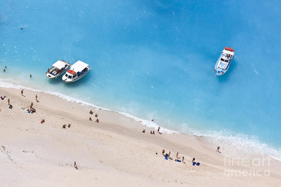Motorboat Photograph - Aerial View Of A Beach With Some by Creativemarc Motorboat Photograph - Aerial View Of A Beach With Some by Creativemarc