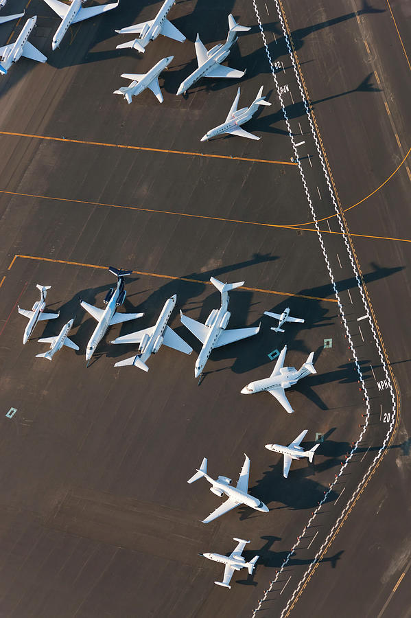 Aerial View Of Airplanes, New York, Usa Photograph by Peter Adams