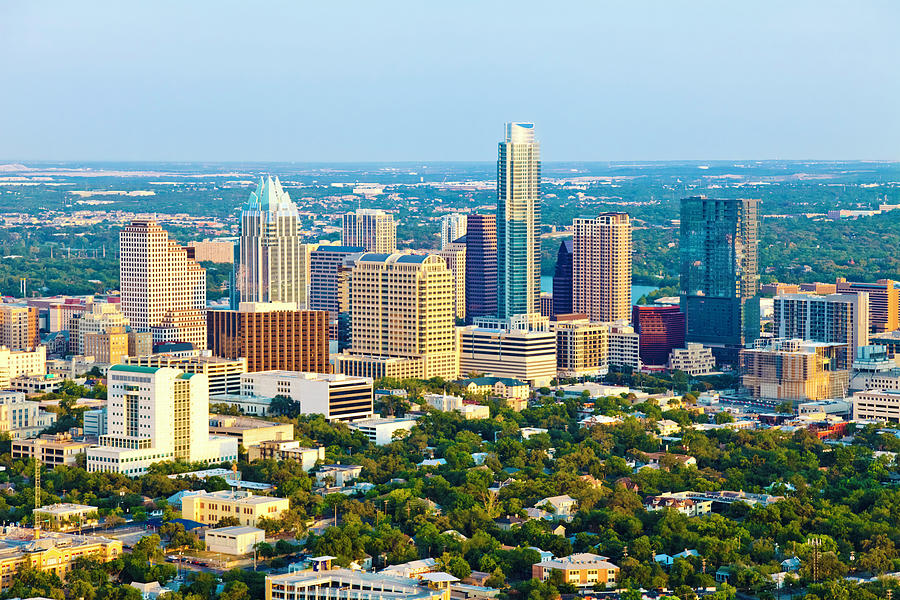 Aerial View Of Austin Texas Skyline In by Dszc.