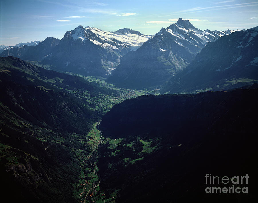 Aerial View Of Bernese Alps, Wetterhorn, Berglistock, Schreckhorn And ...