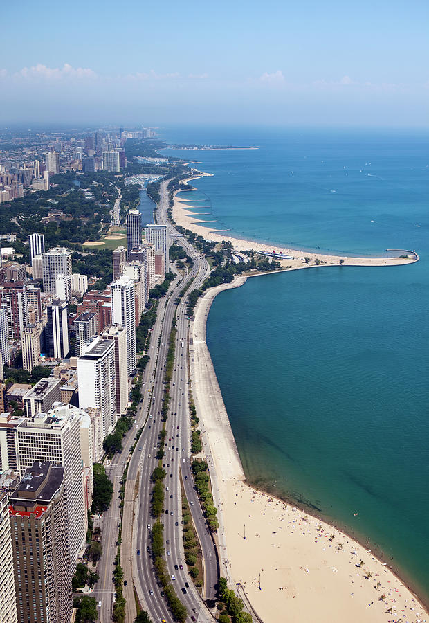 Aerial View Of Chicago And Lake Michigan Photograph by Lillisphotography