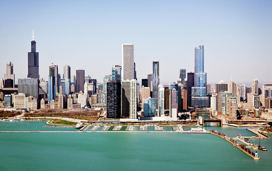 Aerial View Of Chicago Skyline And Lake Photograph by Ellenmoran