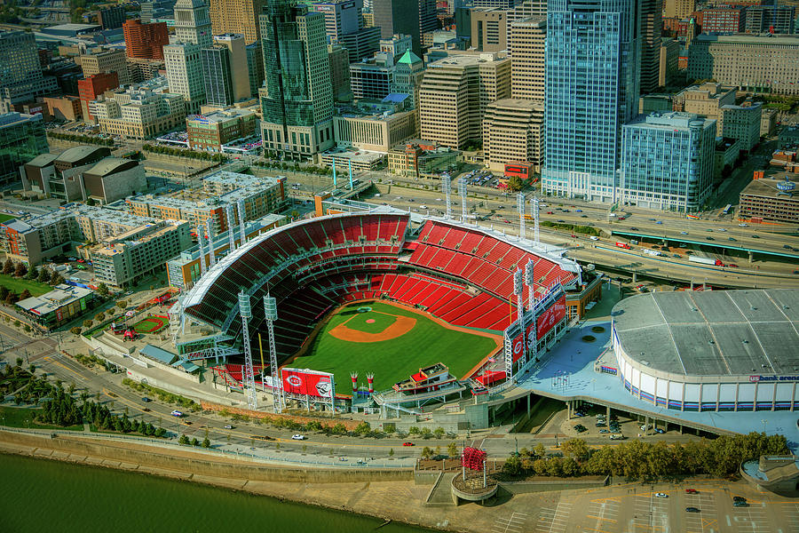 Aerial View Of Cincinnatis Great American Ballpark Photograph by Mountain Dreams