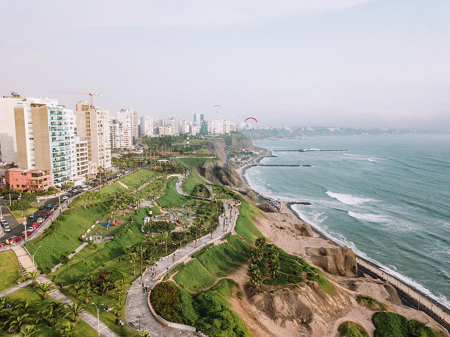 Architecture Photograph - Aerial View Of Costa Verde Coastline, Lima, Peru by Cavan Images