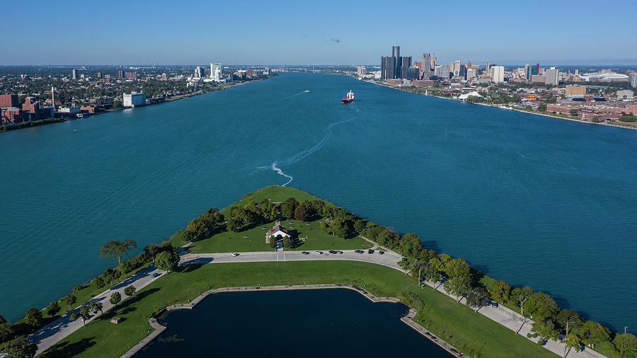 Aerial view of Detroit from Belle Isle  Photograph by John McGraw