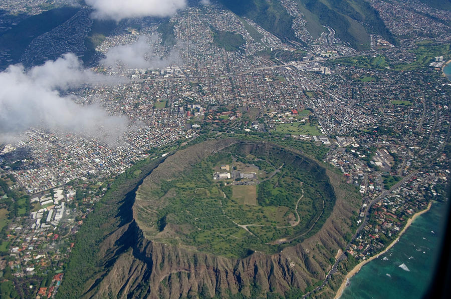 aerial view of Diamond Head Crater  Photograph by David L Moore