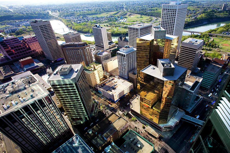 Aerial View Of Downtown, Edmonton Photograph by Richard Wear
