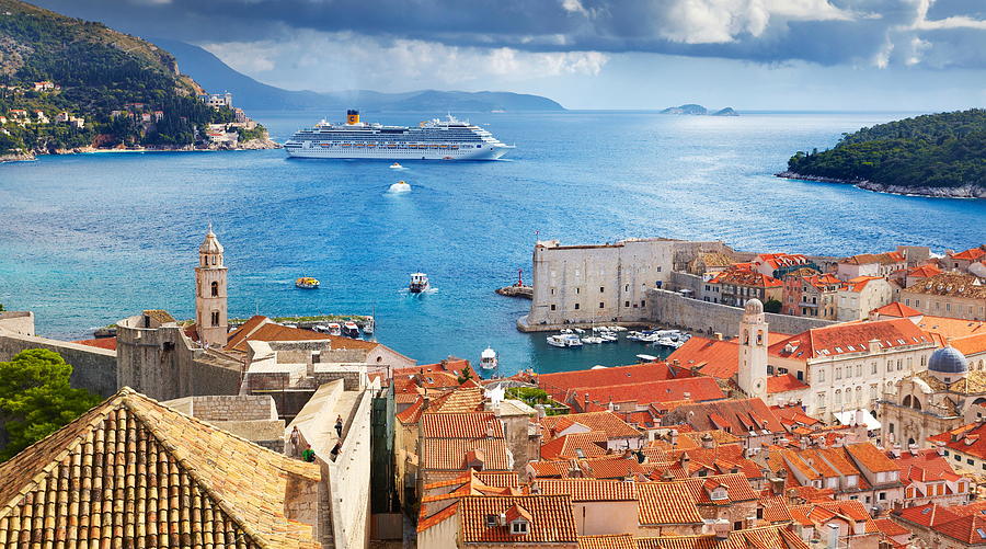 Summer Photograph - Aerial View Of Dubrovnik Old Town by Jan Wlodarczyk