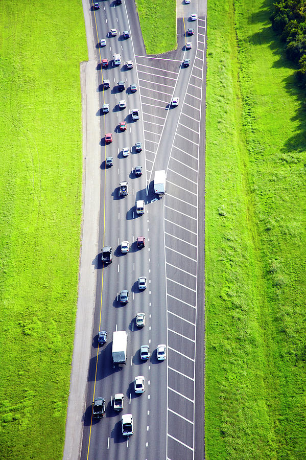 Aerial View Of Freeway With Traffic Photograph by Thomas Northcut