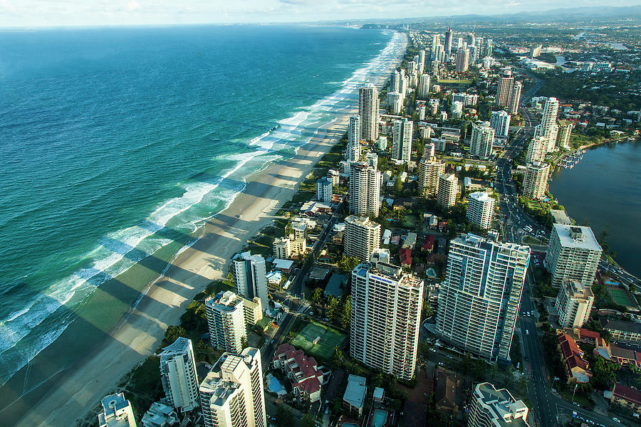 Aerial View Of Gold Coast At Sunset Photograph by Nick