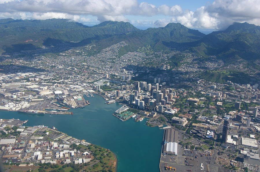aerial view of Honolulu Photograph by David L Moore
