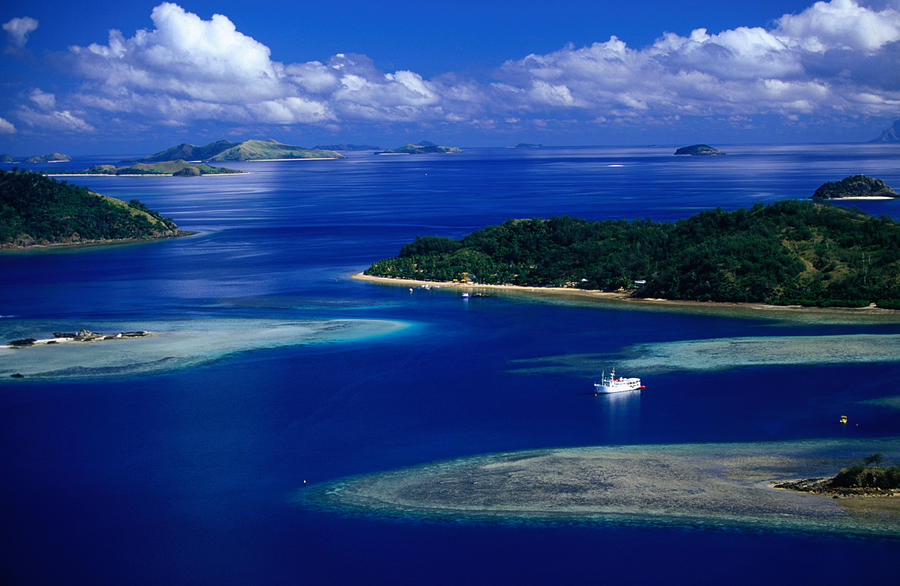 Aerial View Of Island, Fiji by David Wall