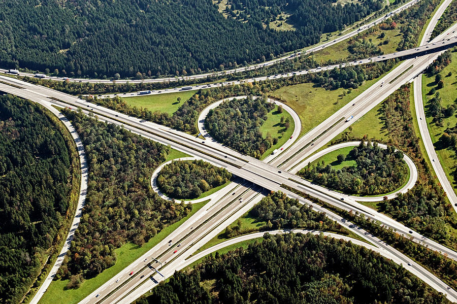 Aerial View Of Junction In Bavaria Photograph by Daniel Reiter
