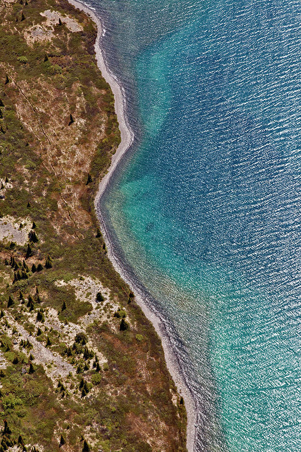 Aerial View Of Lakeshore And Wave Photograph by Adam Jones