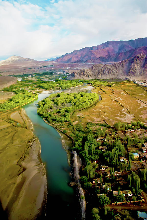 Aerial View Of Leh Indus Valley Ladakh Photograph by Poonamparihar.com