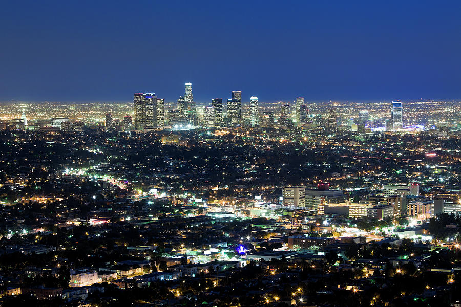 Aerial View Of Los Angeles At Dusk Photograph by Chrisp0