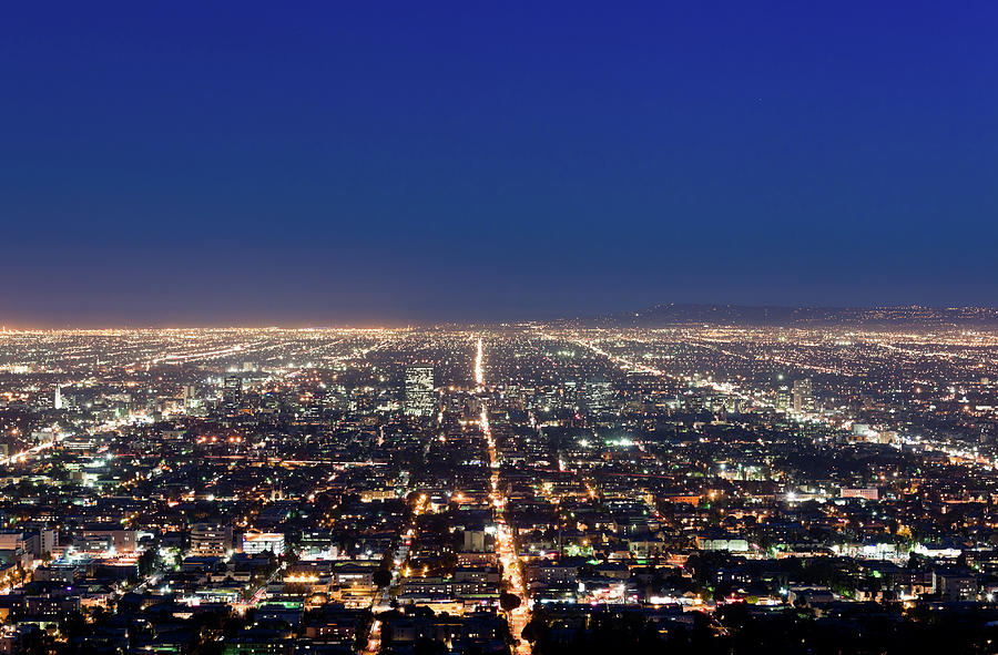 Aerial View Of Los Angeles At Twilight Photograph by Chrisp0
