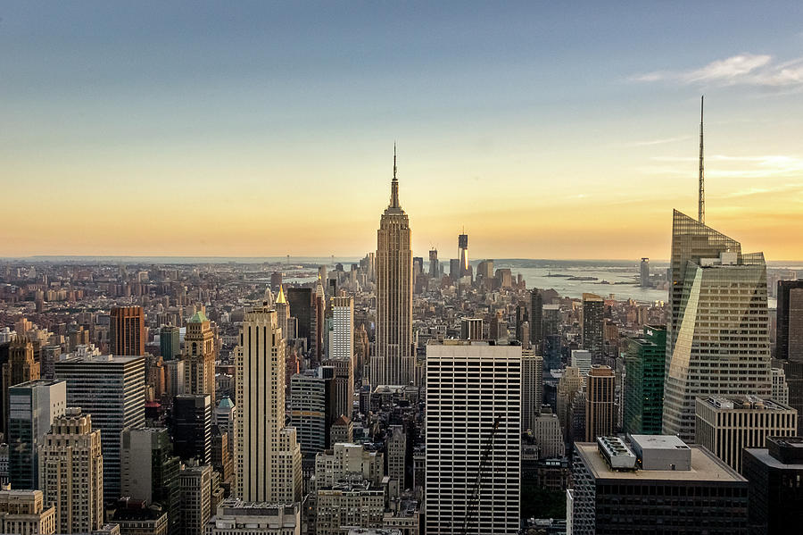 Aerial View Of Manhattan In New York City During Sunset Photograph