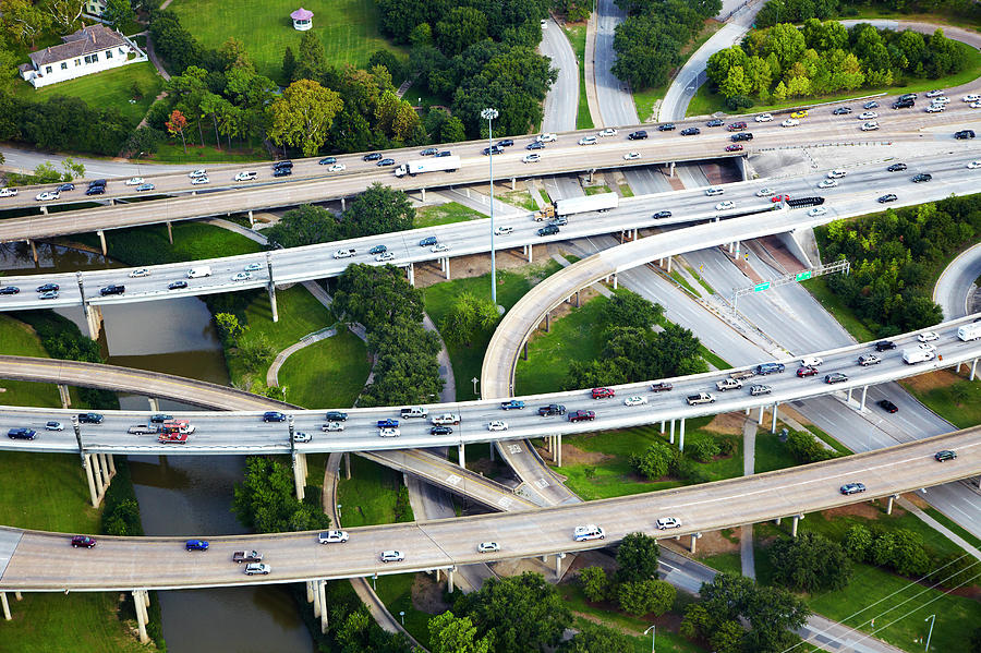 Aerial View Of Overpasses Photograph by Thomas Northcut