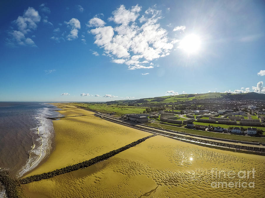 Aerial view of Prestatyn beach and sea, Wales 1 of 23 Photograph by Jon ...