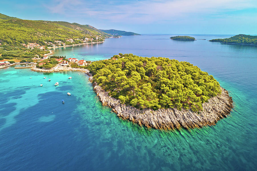 Aerial view of Prizba on island Korcula Photograph by Brch Photography