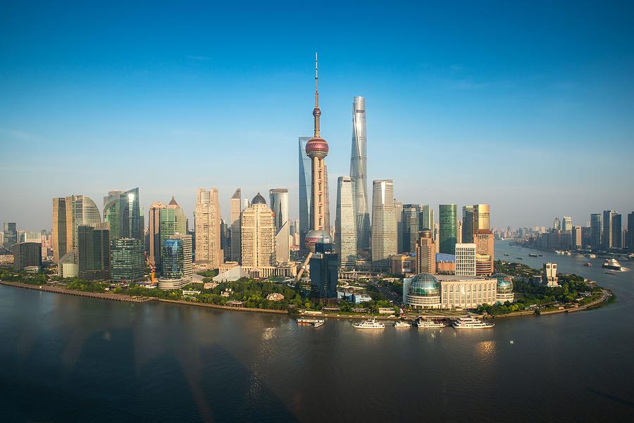 Aerial View Of Pudong Skyline Photograph by Prasit Rodphan - Fine Art ...