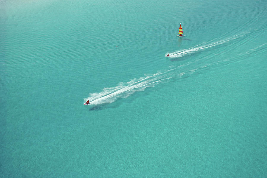 Aerial View Of Racing Watercraft Off Photograph by Jupiterimages