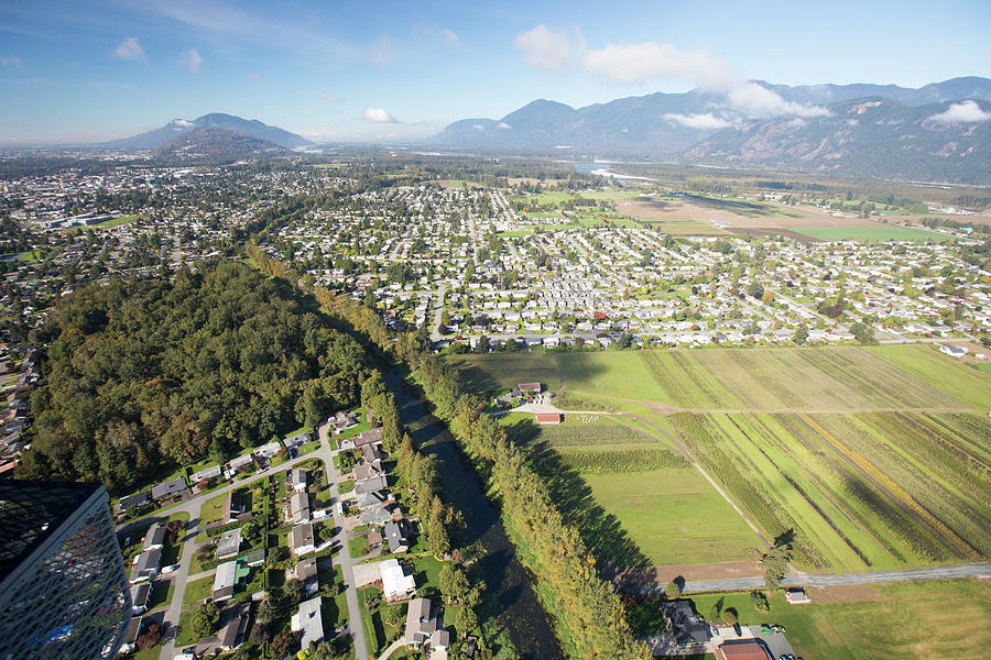 Mountain Photograph - Aerial View Of Residential And Agricultural Ares In Chilliwack, B.c. by Cavan Images