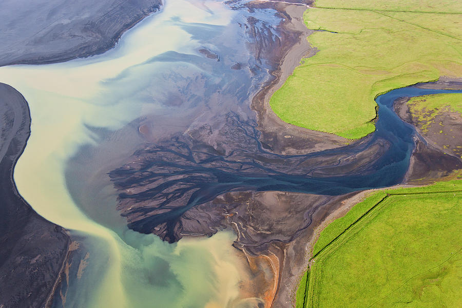 Aerial View Of River Estuary Or Photograph by Peter Adams