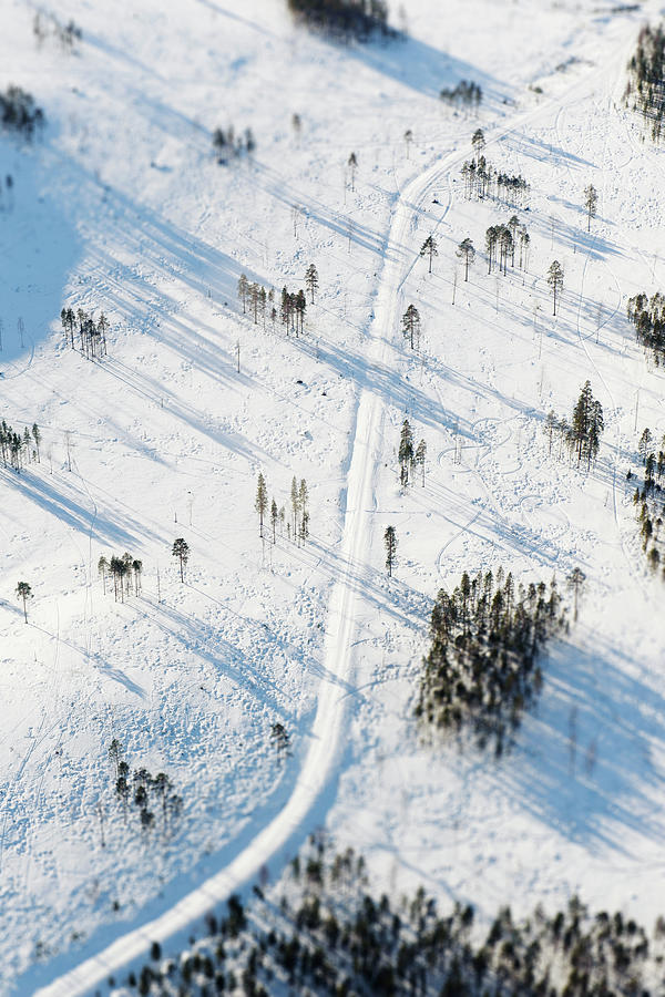 Aerial View Of Road Covered By Snow At Photograph by Johner Images