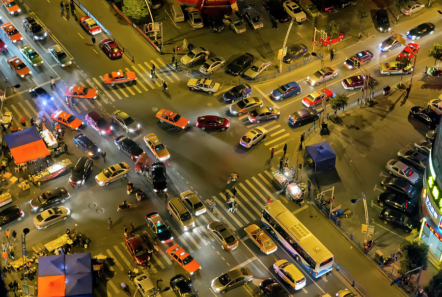 Aerial View Of Road Intersection With Photograph by Andre Vogelaere