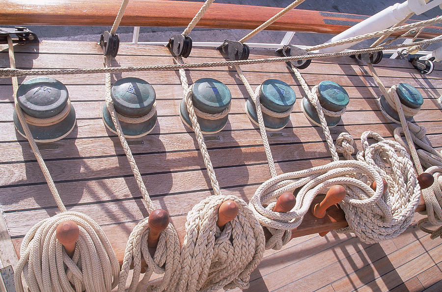 Aerial View Of Ropes And Pulleys On Ship Photograph by Barry Winiker
