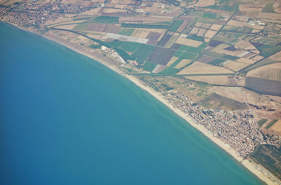 Aerial View Of Sea And Coastline, Rome, Italy Digital Art by Gu - Fine ...