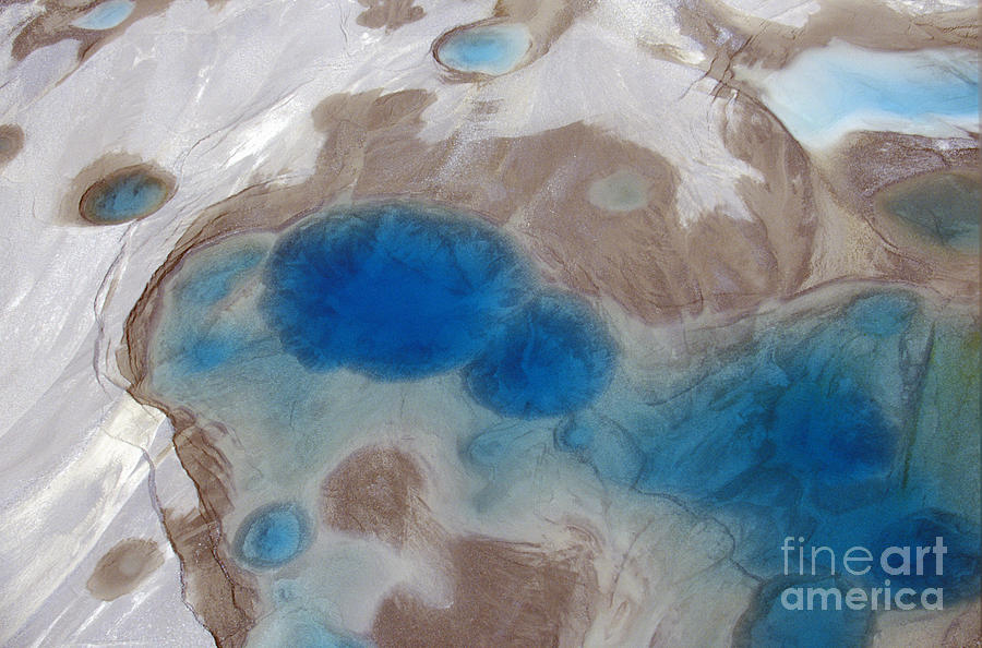 Pond Photograph - Aerial View Of Silt And Turquoise Water by Joseph Sohm
