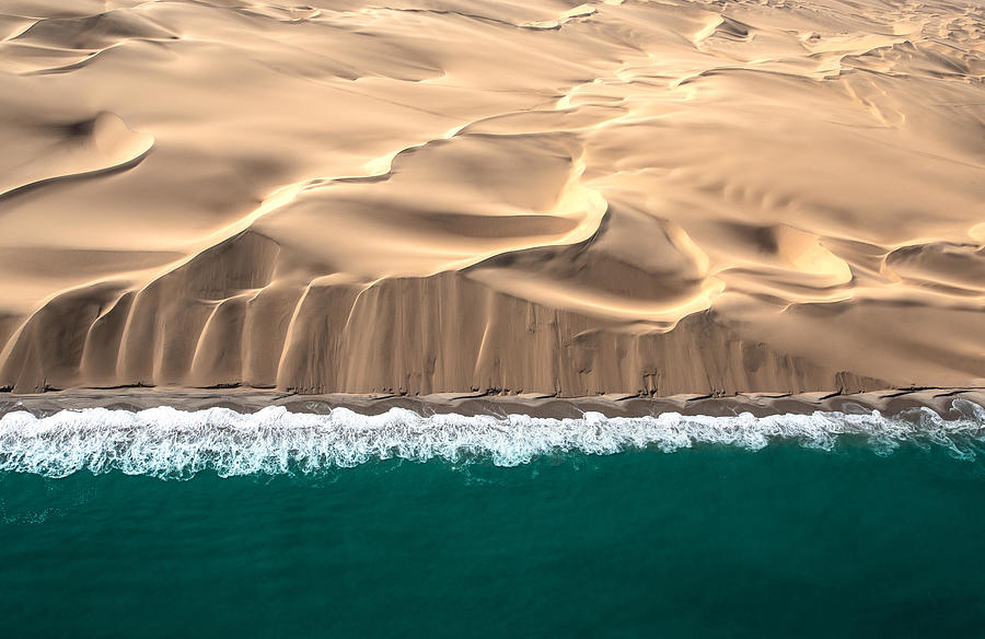 Abstract Photograph - Aerial View Of Skeleton Coast Sand by Kertu Saarits