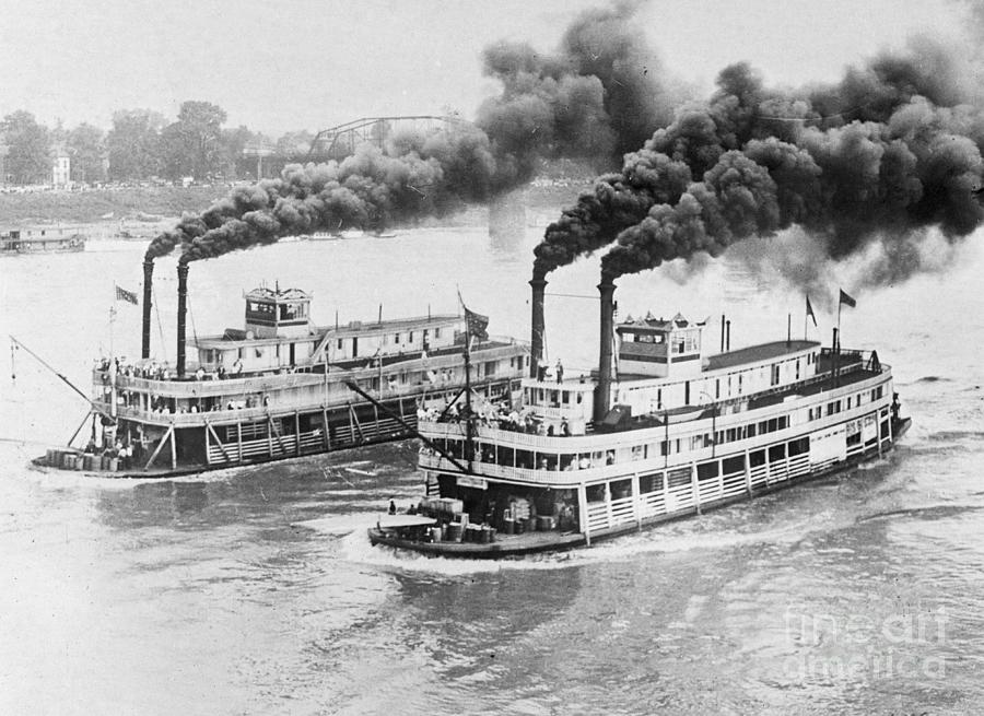 Aerial View Of Steamboats Racing Photograph by Bettmann