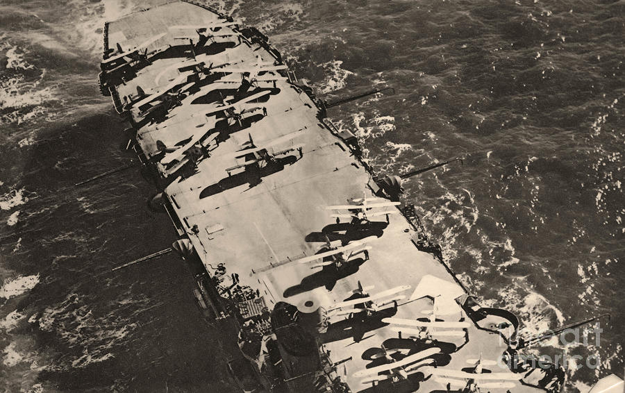 Aerial View Of The Flight Deck Of Hms Ark Royal, 1939 Photograph by European School