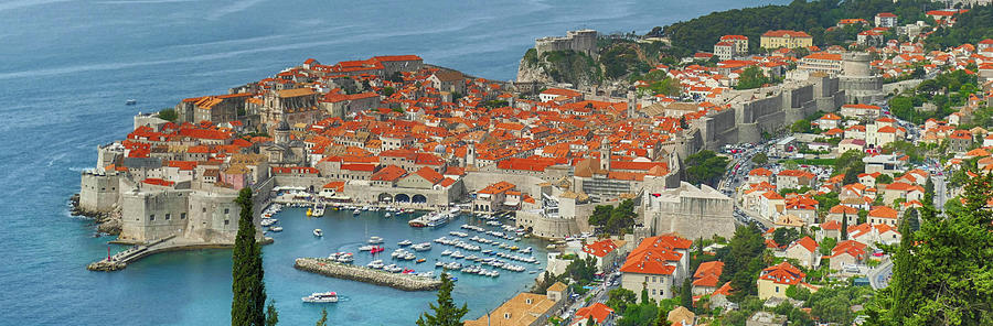 Aerial view of the old city of  Dubrovnik Photograph by Steve Estvanik