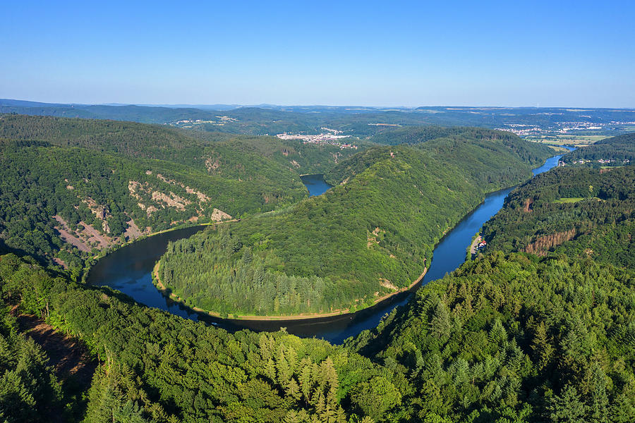 Aerial View Of The Saar Loop At Orscholz, Saarland, Germany Photograph ...