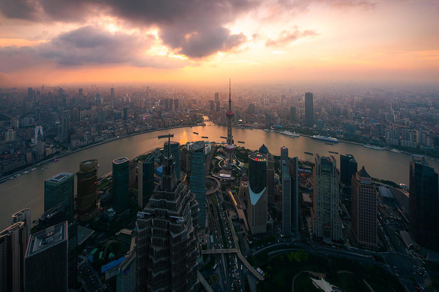 Aerial View Of The Skyscrapers Photograph by Prasit Rodphan - Fine Art ...