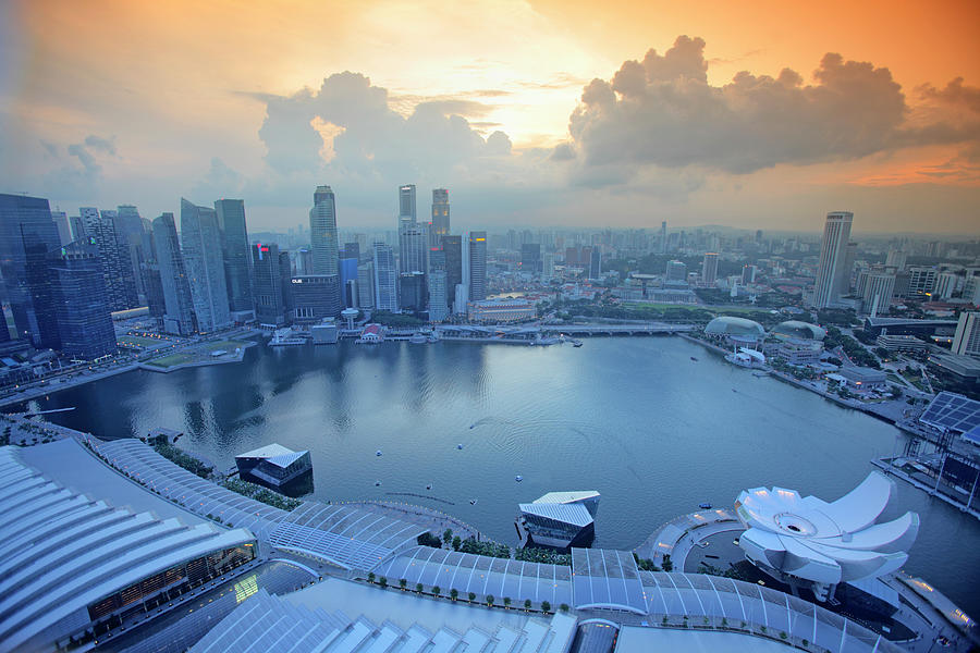 Aerial View Of The The Singapore Bay Photograph by Massimo Pizzotti