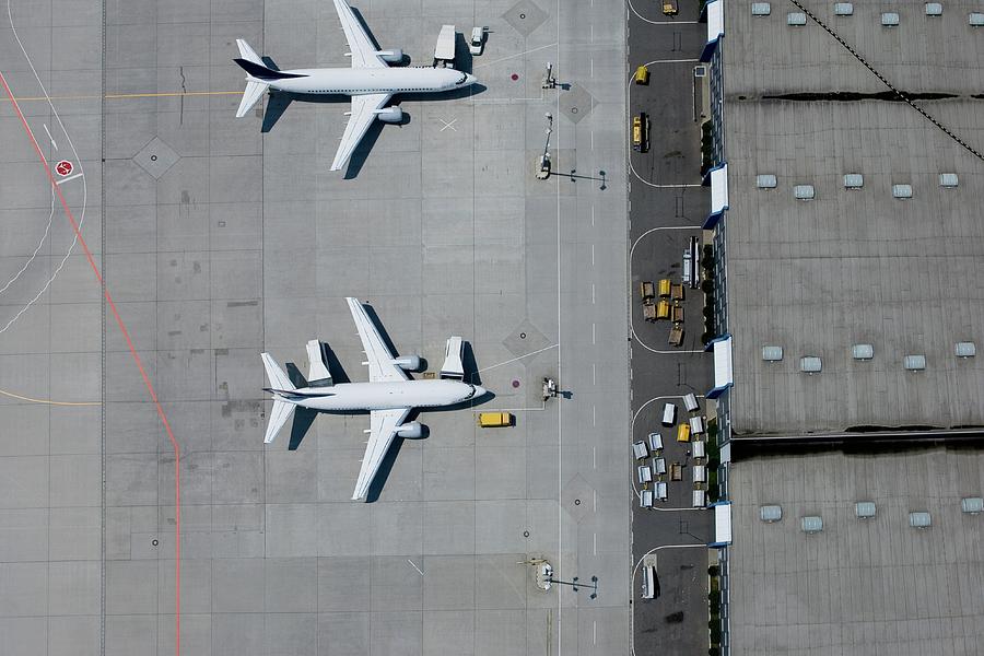 Aerial View Of Two Parked Airplanes Photograph by Stephan Zirwes
