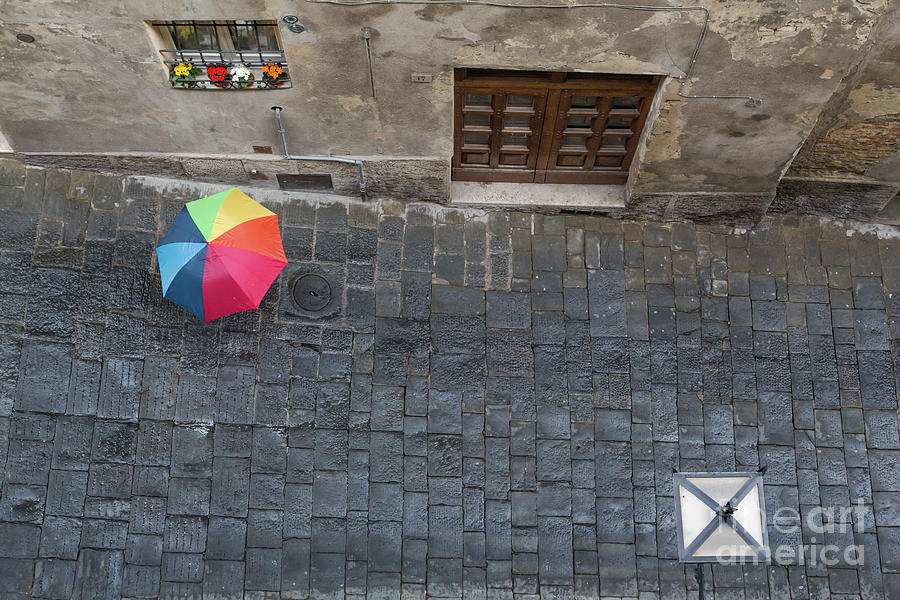 Aerial View Of Umbrella On Street Photograph by Harold Hall