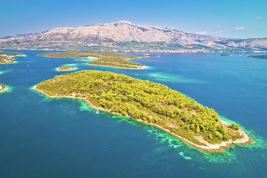Architecture Photograph - Aerial view of Vrnik island in Korcula archipelago by Brch Photography